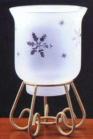 Snowflake Hurricane Lamp & Metal Base
