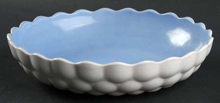 Bubble White Blue 8" Shallow Round Bowl