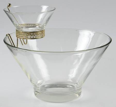 Modernistic Chip & Dip Bowls with Metal Holder