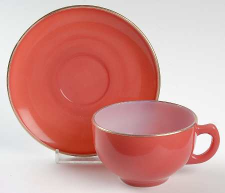 Ovide Coral (Gold Trim) Cup & Saucer Set