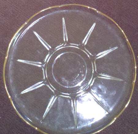 Swedish Modern Gold Trim Tray for Chip & Dip Set