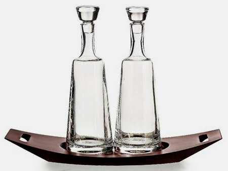 Squaddra (3 Piece) Cruet Set (2 Cruets & Wood Stand)