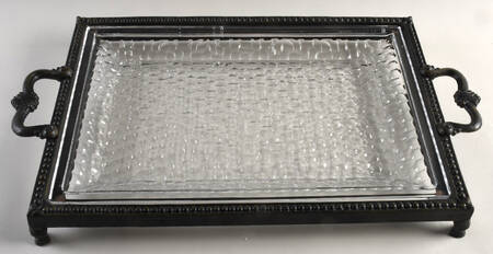 Venetian Hammered 16" Rectangular Platter with Metal Stand