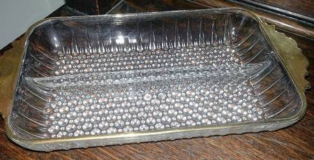 199 Clear (Gold Trim) 9" Rectangular 2 Part Relish