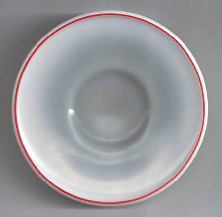 Platonite White-Red Trim Saucer for Flat Demitasse Cup