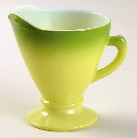Informal Green and Yellow Footed Creamer by Hazel-Atlas