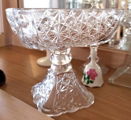 Daisy & Button with Thumbprint Clear Compote No Lid