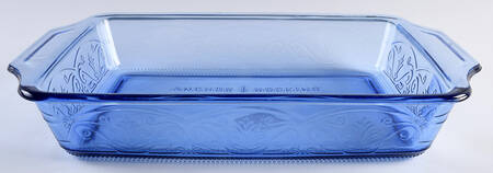 Laurel Embossed Coastal Blue 13" Rectangular Baker