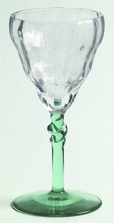 325 Green (Green Stem, Block Optic) Wine Glass