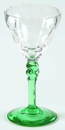 325 Green (Green Stem, Block Optic) Cordial Glass