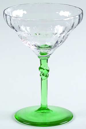 325 Green (Green Stem, Block Optic) Champagne/Tall Sherbet