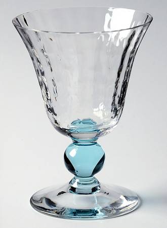 Apollo Cerulean (Blue Stem, Block Optic) Wine Glass
