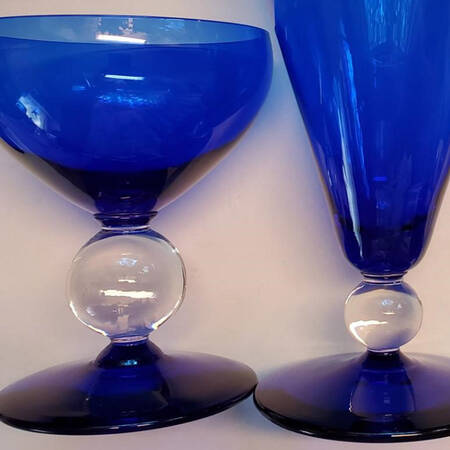 Contour Cobalt (Blue Bowl and Foot) Champagne/Tall Sherbet