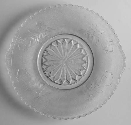 Rose in the Snow Clear Handled Cake Plate