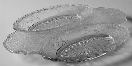 Rose in the Snow Clear Divided Pickle and Olive Dish