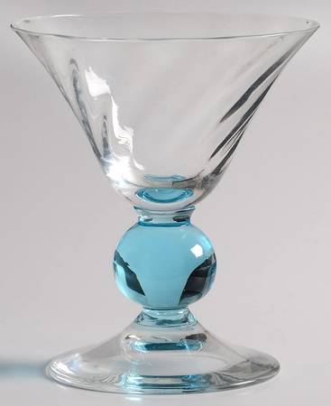 Apollo Cerulean (Blue Stem, Swirl Optic) Champagne/Tall Sherbet