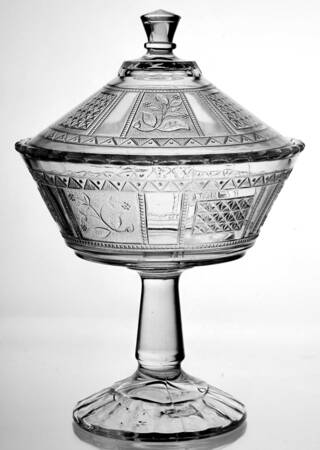 Panelled Forget Me Not 7" Compote & Lid