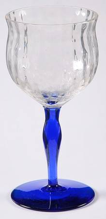 350 (Block Optic, Blue Iridescent Stem) Wine Glass