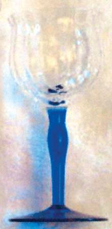 350 (Block Optic, Blue Iridescent Stem) Cordial Glass