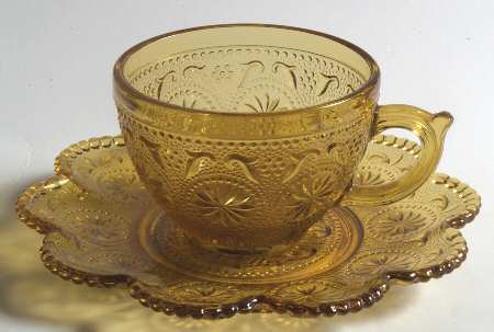 American Concord Amber Cup & Saucer Set by Brockway Glass Co.