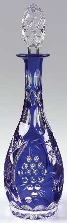 Vineyard Grape Cobalt Blue Cordial Decanter & Stopper
