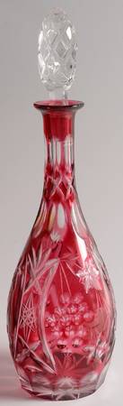 Vineyard Grape Cranberry Decanter W/Stopper
