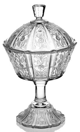Paneled Daisy Clear Compote & Lid