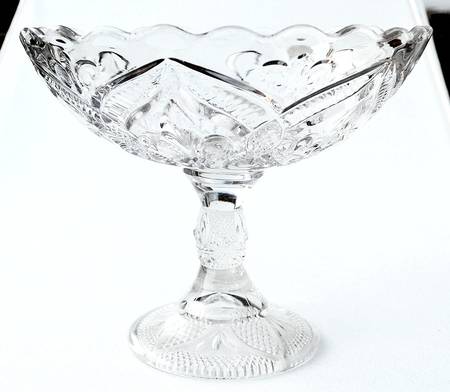 Arched Fleur De Lis Clear Round Compote (Height X Width)