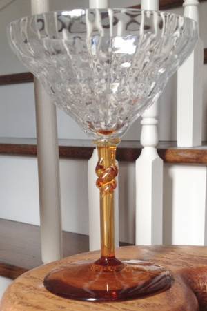 325 Amber (Amber Stem, Block Optic) Champagne/Tall Sherbet