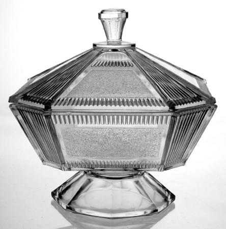 Pleat and Panel Clear 7" Compote & Lid