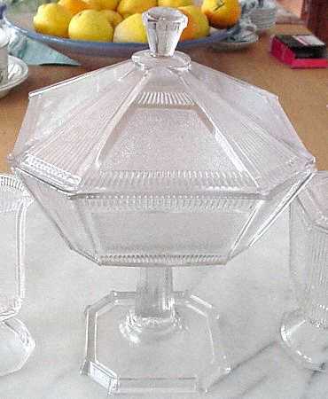 Pleat and Panel Clear 11" Compote & Lid