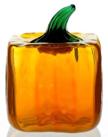 Blenko Fruits & Vegetables 5" Square Pumpkin w/Straight Stem