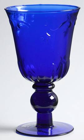 Pressed Glass Blue Water Goblet