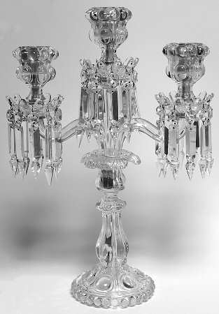 Medallion 3-Light Candelabra with Bobeche and Prisms