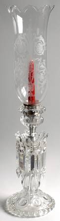 Medallion Hurricane Lamp W/Bobeche & 10 Prisms