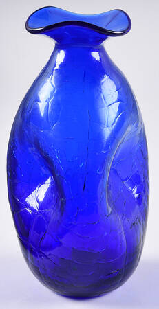 Decanters & Bottles #49 Crackled Pinch Decanter No Stopper by Blenko