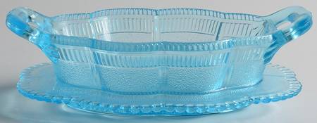 Lorne Blue 1/4 Pound Butter Dish, No Lid