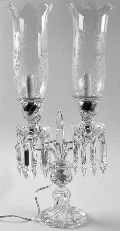 Bambous 2 Light Candelabra w/Globes & 18 Prisms