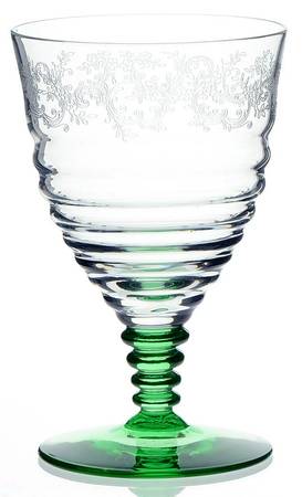Etch515-2 (Green Stem & Foot) Water Goblet