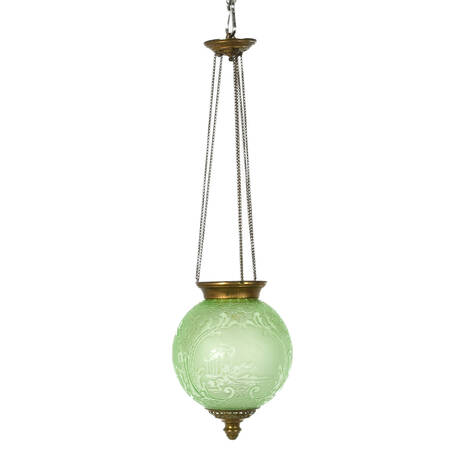 Lantern Hanging Ceiling Lights Hanging Green Embossed Lantern-Attributed To Baccarat