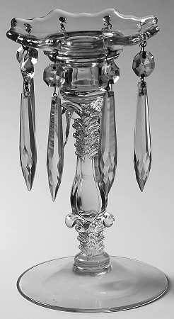 3121 Clear (Optic) 7" Candlestick with Bobeche and Prisms