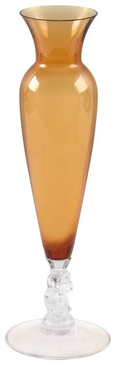 3400 Amber 12" Keyhole-Stem Footed Vase