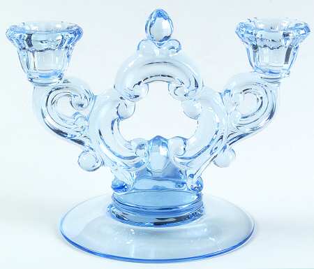 3400 Blue 3400/647 2 Light Candlestick (Round Base)