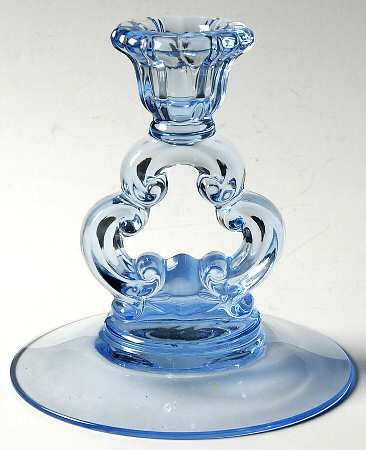 3400 Blue 5" KeyHole Candlestick w/Round Base