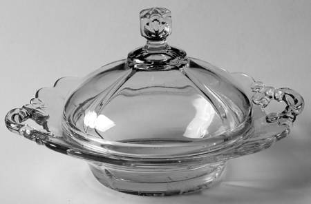 3400 Clear 3400 Round Butter & Lid w/Square Knob