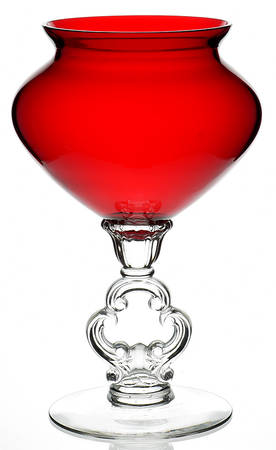 3400 Ruby 10" Footed Wide Keyhole Stem Vase