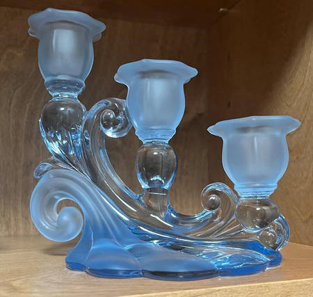 Alpine Blue (Stem 300) Shape 3400/1338 3 Light Candlestick, Plain