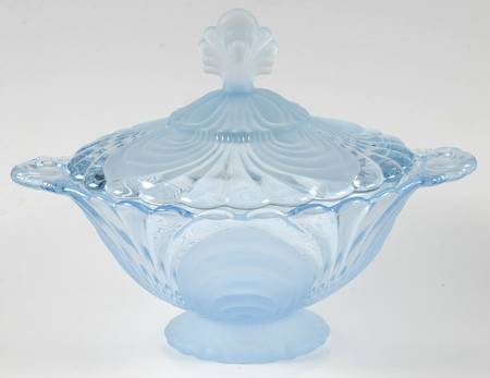 Alpine Blue (Stem 300) Footed Candy Dish & Lid