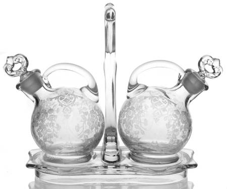 Apple Blossom Clear (Stem 3130) (5 Piece) Shape 3400 2 Oz Oil Cruet Set