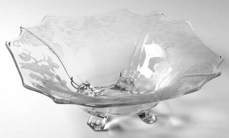 Apple Blossom Clear (Stem 3130) #3400 12" Square 4 Toed Bowl